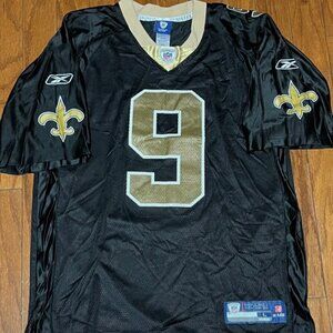 Vintage Orleans Saints Football Jersey #9 Drew Brees Large Black NFL Reebok